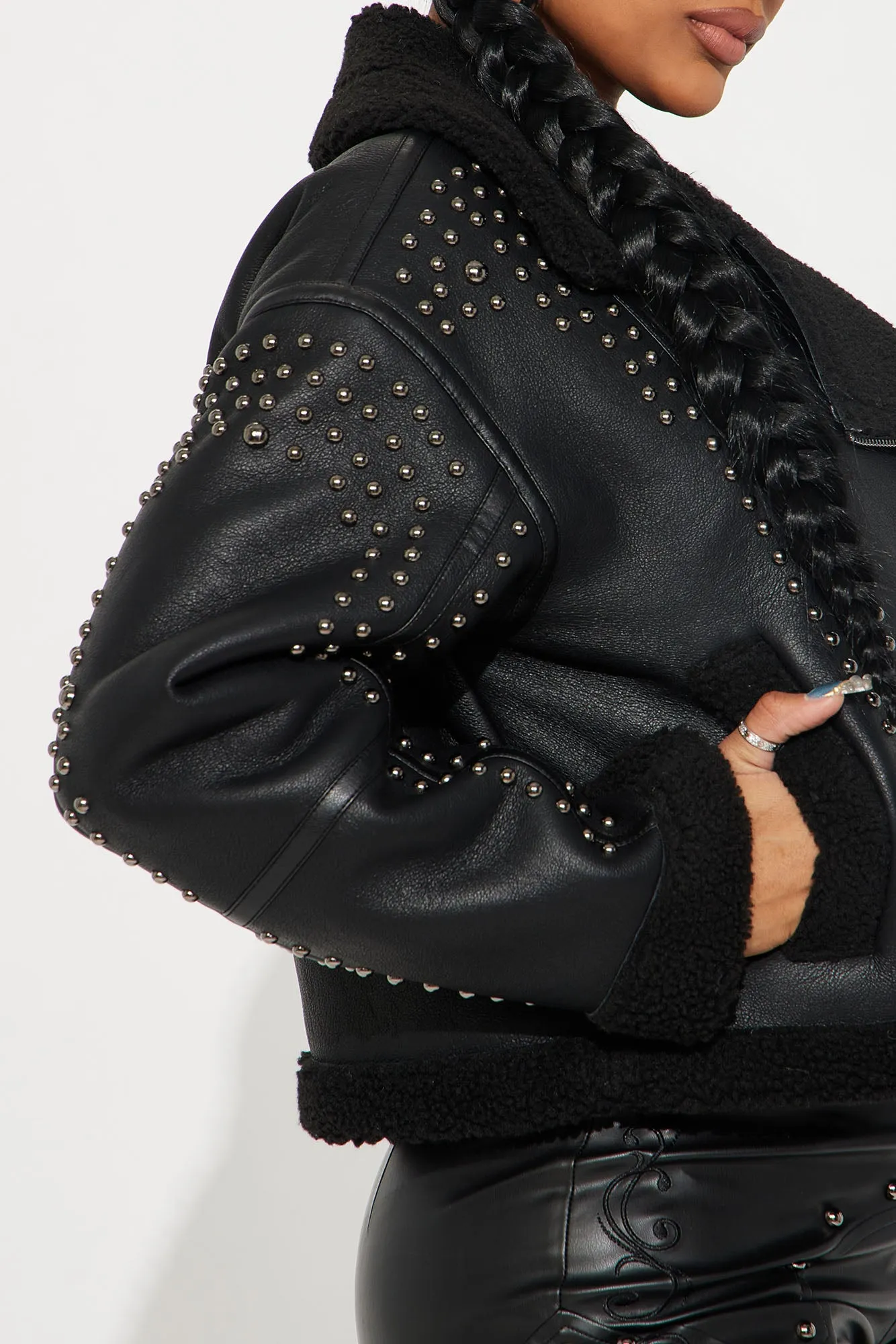 Star Studded Faux Leather Jacket - Black sold by Fashion Nova product image thumbnail 3