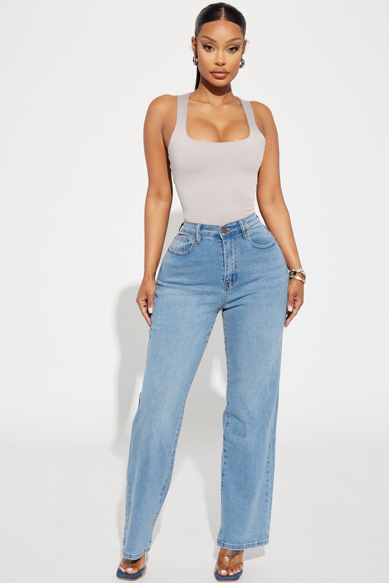 Classic 90s Low Stretch Straight Leg Jeans - Vintage Blue Wash sold by Fashion Nova