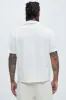 Duval Textured Knit Johnny Collar Shirt - Off White sold by Fashion Nova