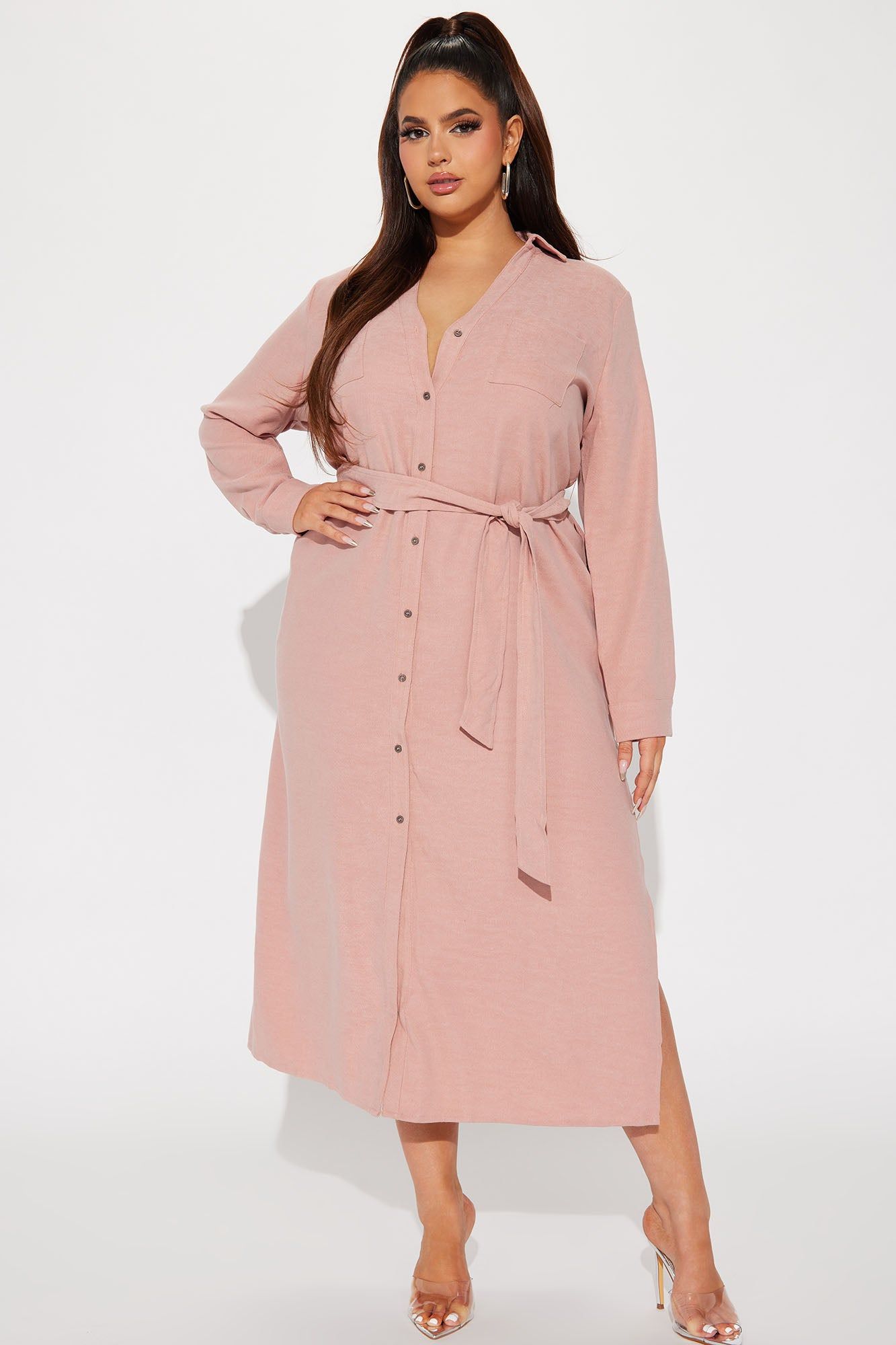 Gracie Button Down Maxi Dress - Blush sold by Fashion Nova product image thumbnail 4