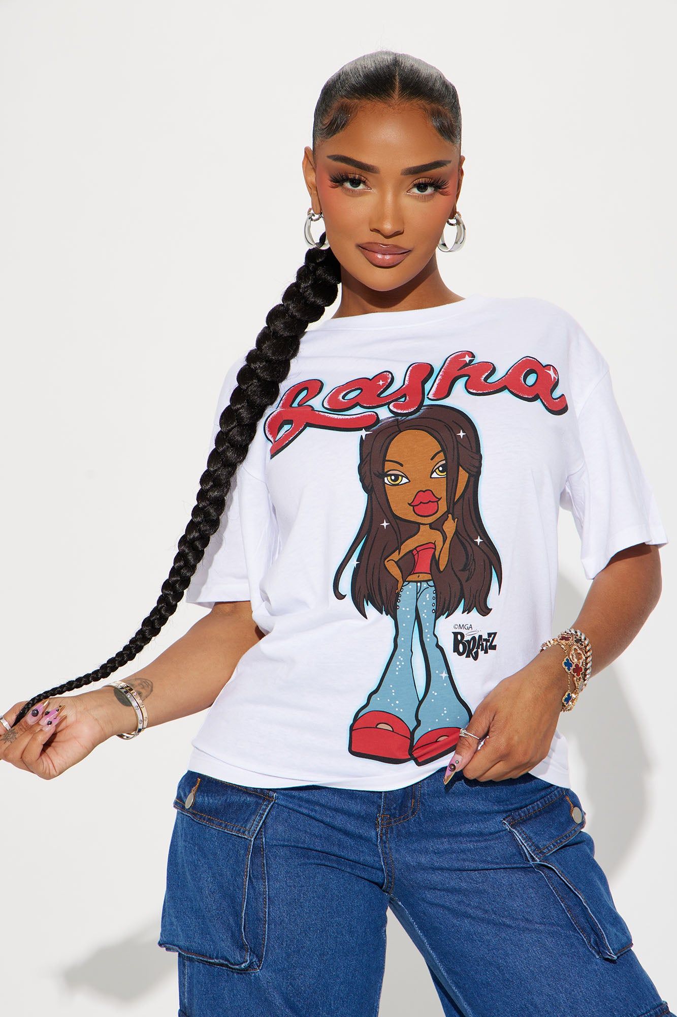 Bratz Sasha Slay Tee - White sold by Fashion Nova