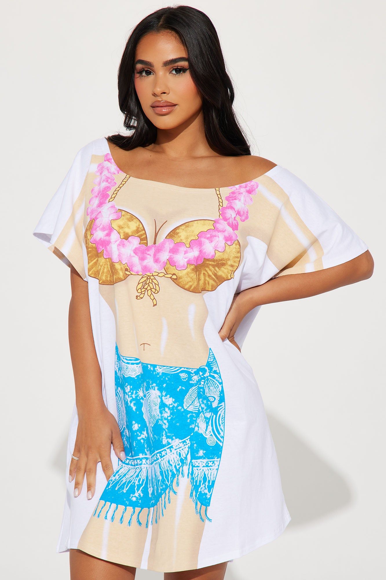 Coconuts For You Body PJ Sleep Shirt - Blue/combo sold by Fashion Nova