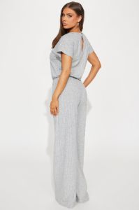 Too Little Too Late Ribbed Jumpsuit - Heather Grey sold by Fashion Nova