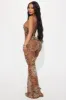 Dare To Touch Leopard Mesh Pant Set - Brown sold by Fashion Nova