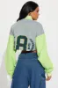 Soccer Wife Jacket - Grey/combo sold by Fashion Nova