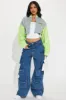 Soccer Wife Jacket - Grey/combo sold by Fashion Nova
