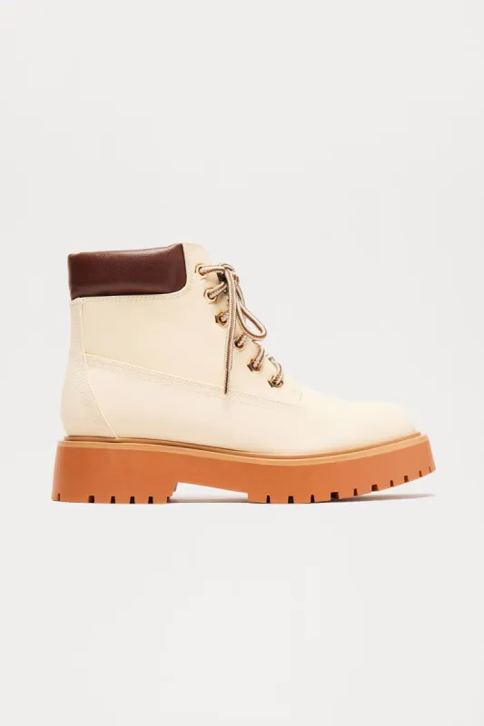 Luca Lace Up Booties - Cream sold by Fashion Nova