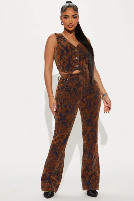 Zahara Velvet Vest Pant Set - Brown Combo sold by Fashion Nova