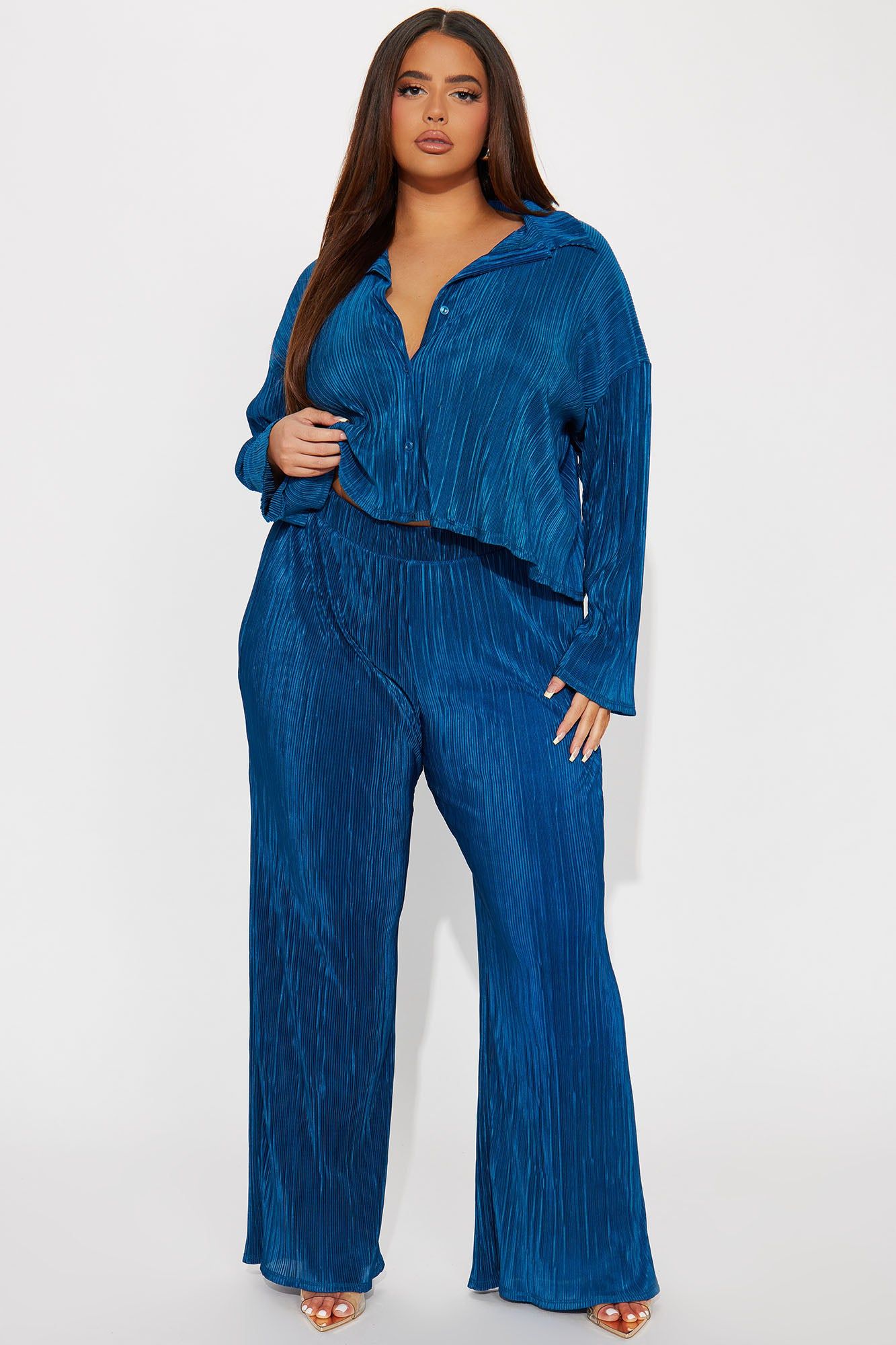 Kenzy Plisse Pant Set - Teal sold by Fashion Nova product image thumbnail 4
