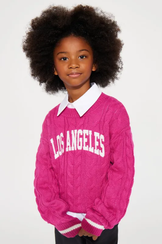Mini Los Angeles Pullover Sweater - Pink/combo sold by Fashion Nova