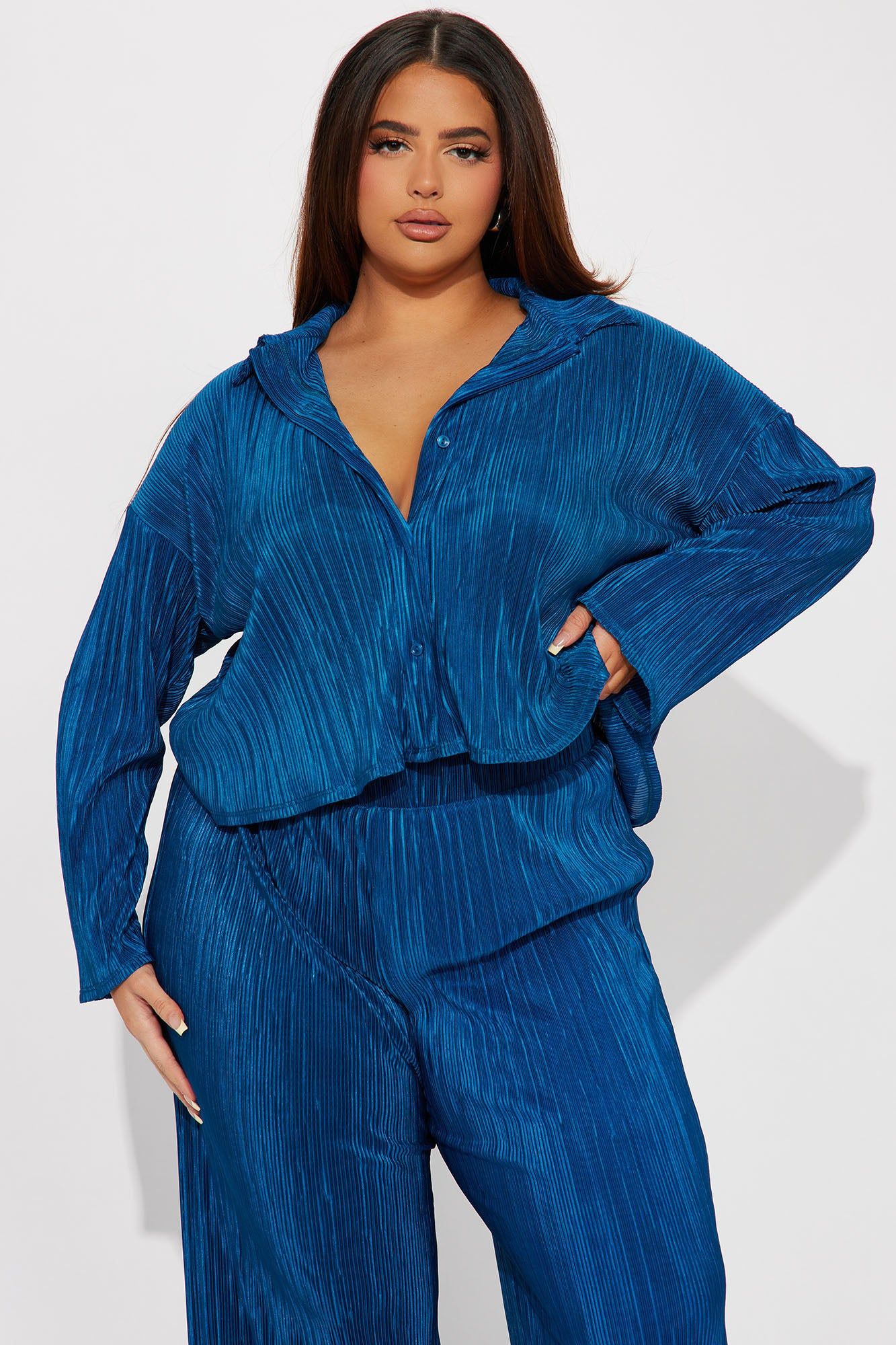 Kenzy Plisse Pant Set - Teal sold by Fashion Nova product image thumbnail 5