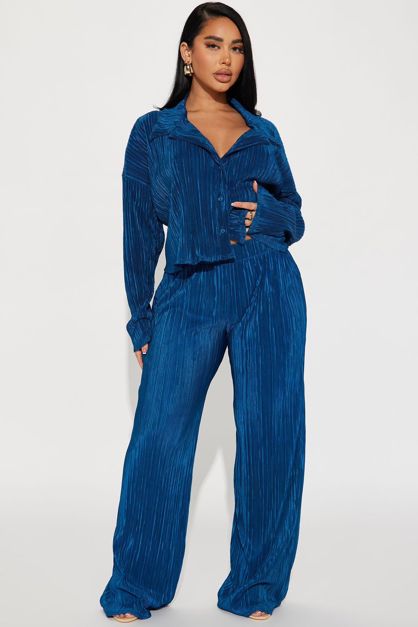 Kenzy Plisse Pant Set - Teal sold by Fashion Nova