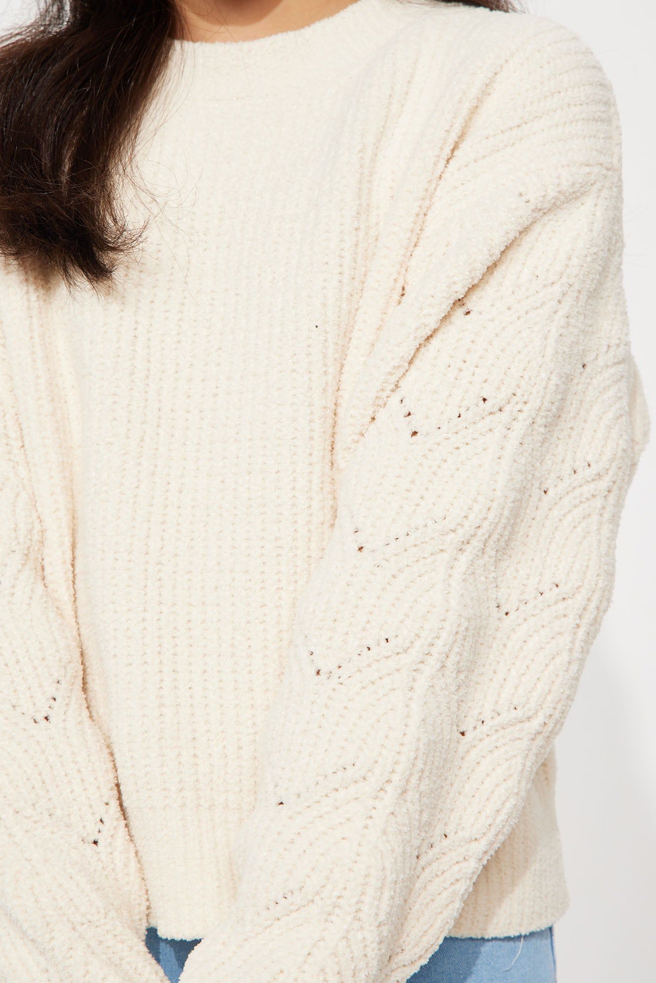 Mini Chenille Pointelle Sleeve Sweater - Beige sold by Fashion Nova product image thumbnail 3