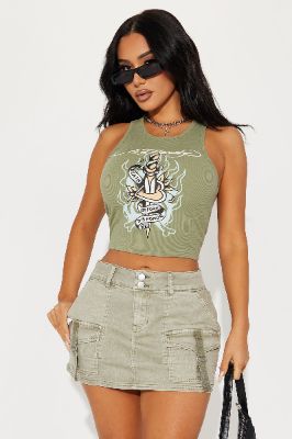 Ed Hardy Dagger Tank - Olive sold by Fashion Nova