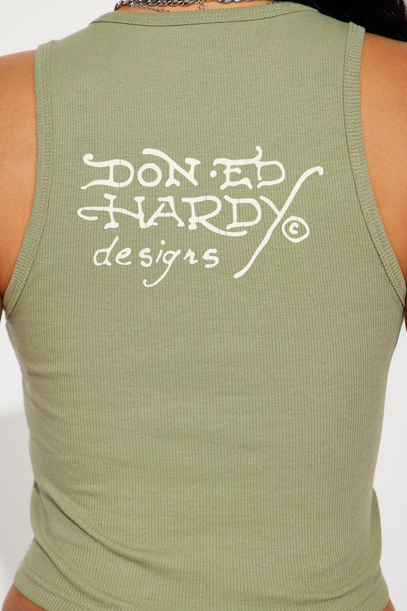 Ed Hardy Dagger Tank - Olive sold by Fashion Nova product image thumbnail 5