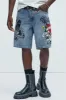 Ed Hardy Skull Skater Denim Shorts - Light Wash sold by Fashion Nova