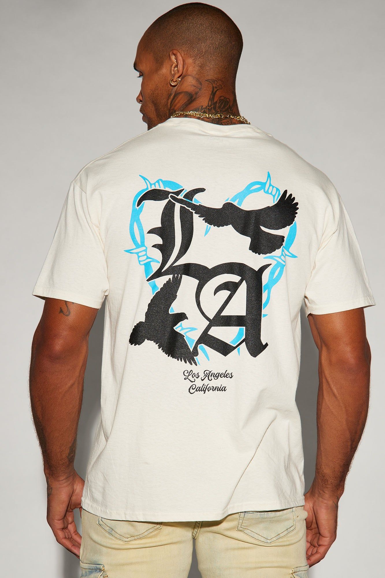 LA With Love Short Sleeve Tee - Cream sold by Fashion Nova