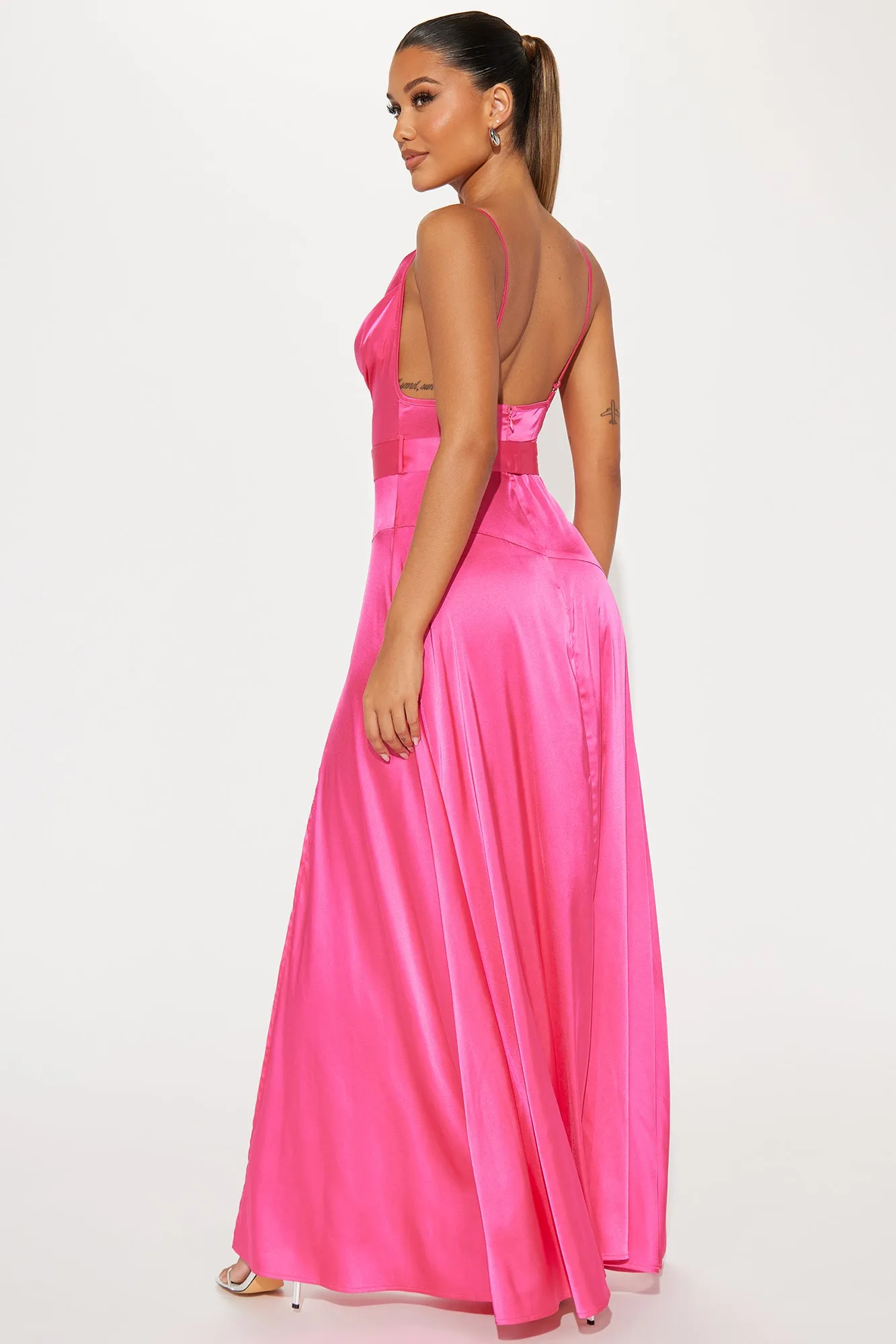 Big Entrance Satin Gown - Fuchsia sold by Fashion Nova product image thumbnail 3
