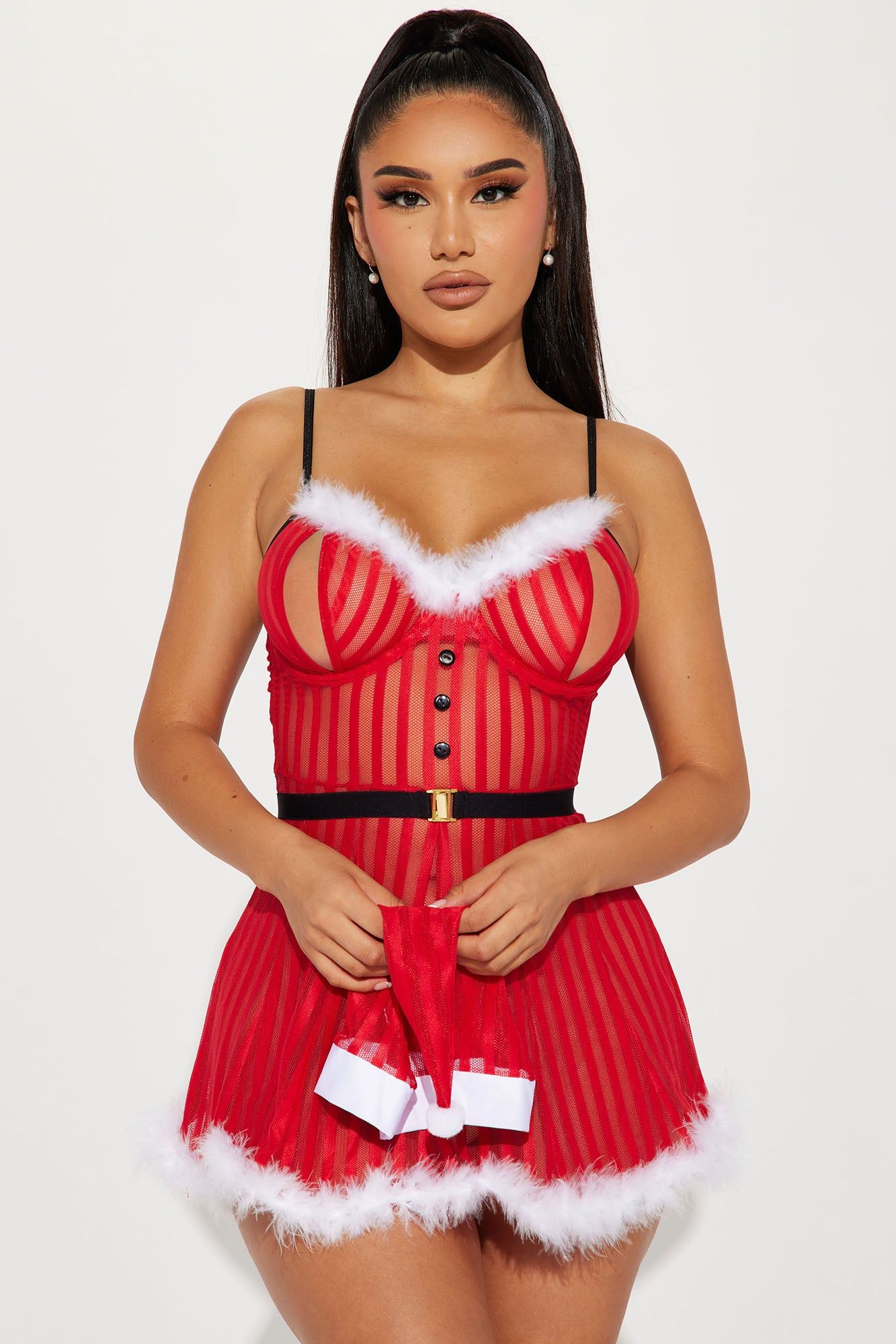 Mrs Naughty Santa 2 Piece Bedroom Costume Set - Red/White sold by Fashion Nova product image thumbnail 3