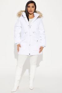 Cozy Inside Puffer Jacket - White sold by Fashion Nova