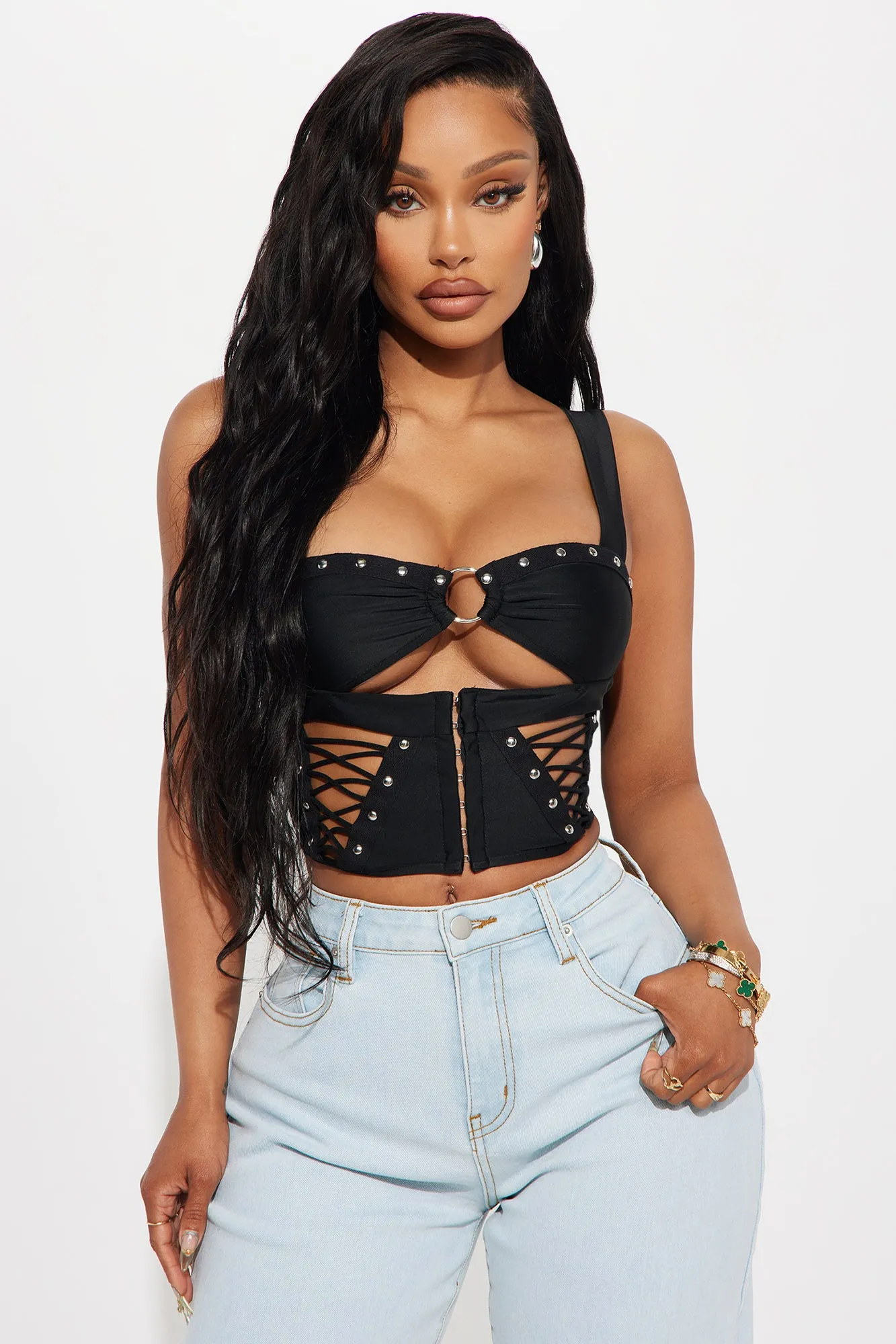 Attention On Me Corset Top - Black sold by Fashion Nova