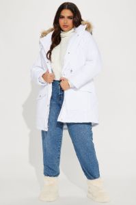 Cozy Inside Puffer Jacket - White sold by Fashion Nova