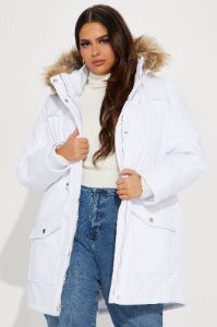 Cozy Inside Puffer Jacket - White sold by Fashion Nova