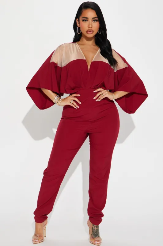 Weekend Feels Jumpsuit - Burgundy sold by Fashion Nova