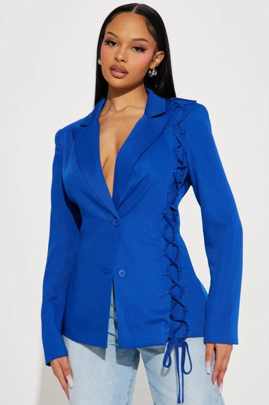 All Laced Up Blazer - Royal sold by Fashion Nova