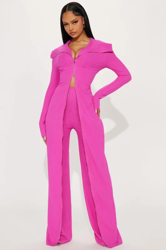 Sort Through It Ribbed Jumpsuit - Fuchsia sold by Fashion Nova