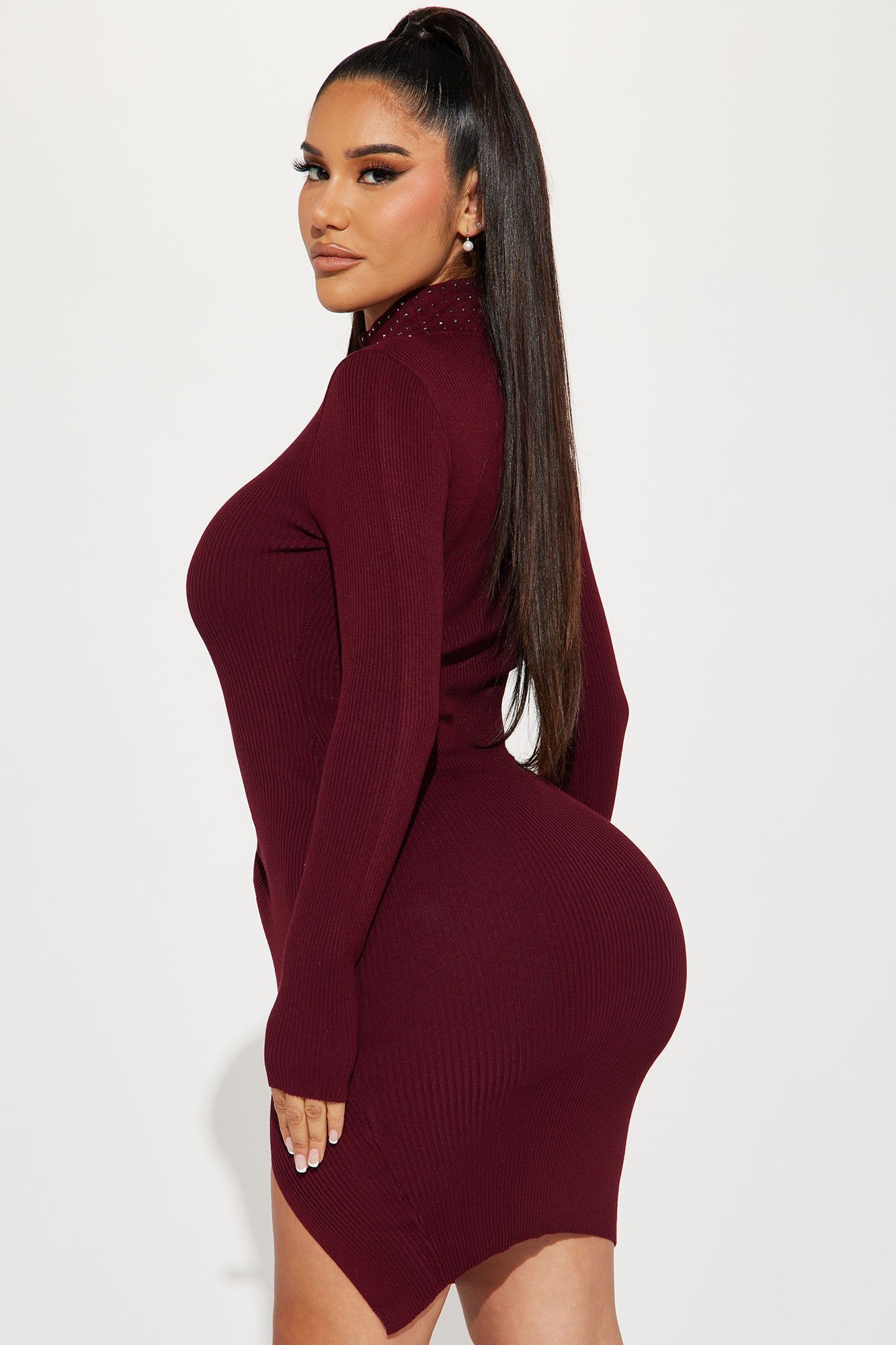 Truthful Desire Sweater Midi Dress - Burgundy sold by Fashion Nova product image thumbnail 3