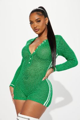 Unique Love Romper - Kelly Green sold by Fashion Nova