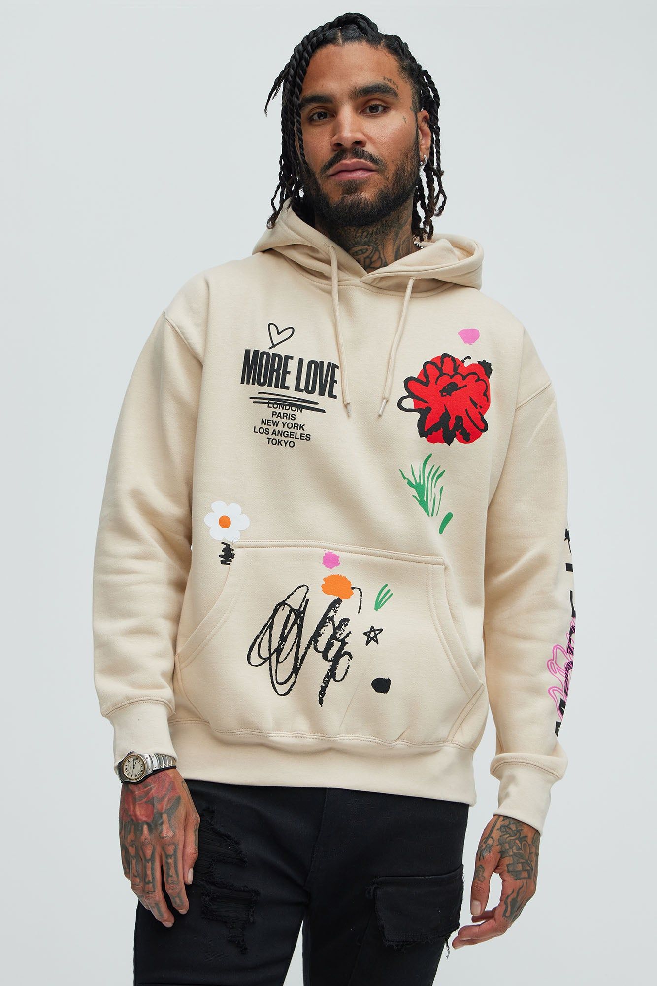 More Love Worldwide Hoodie - Sand sold by Fashion Nova