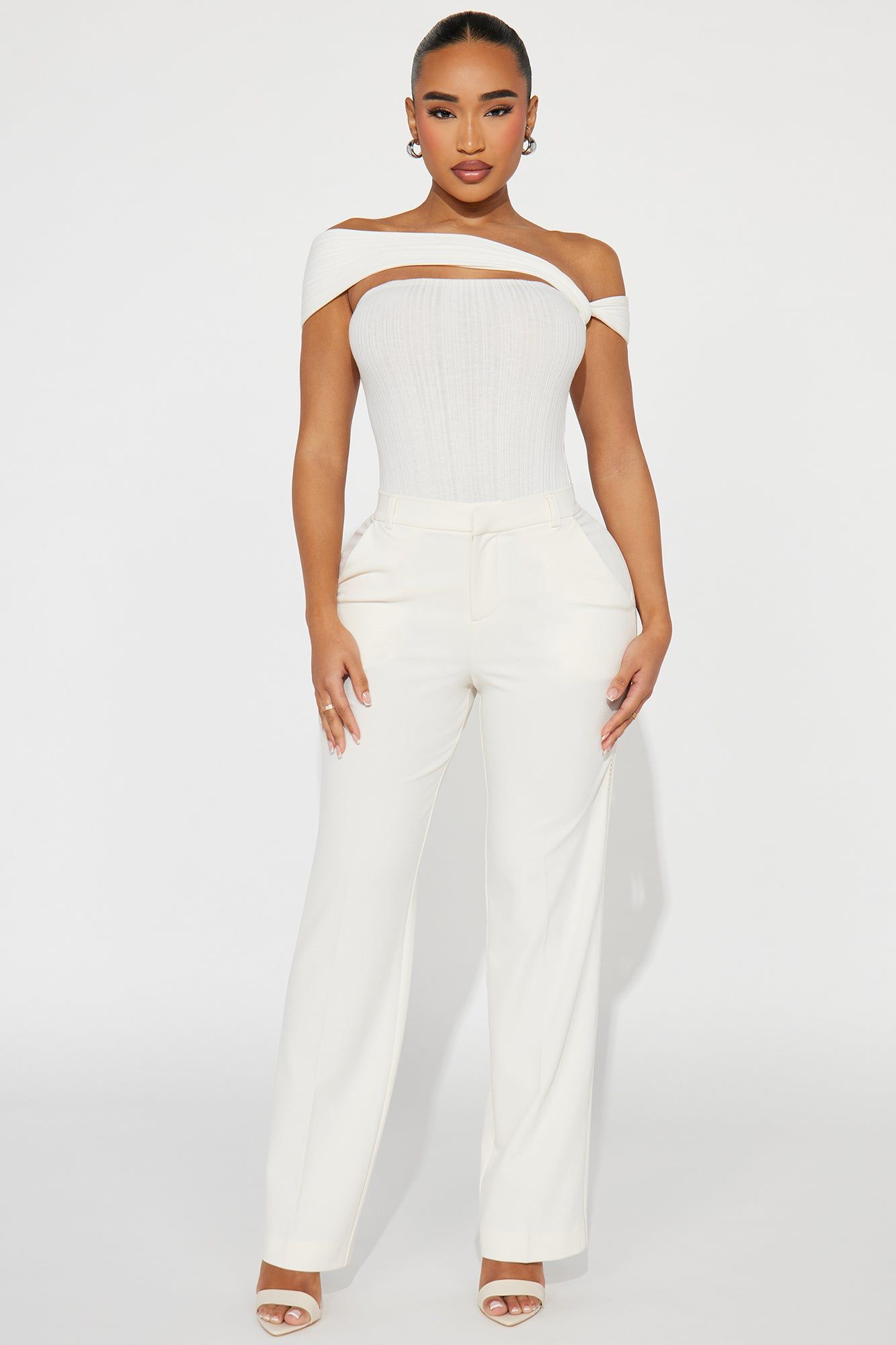 High Fidelity Cut Out Trouser - Ivory sold by Fashion Nova