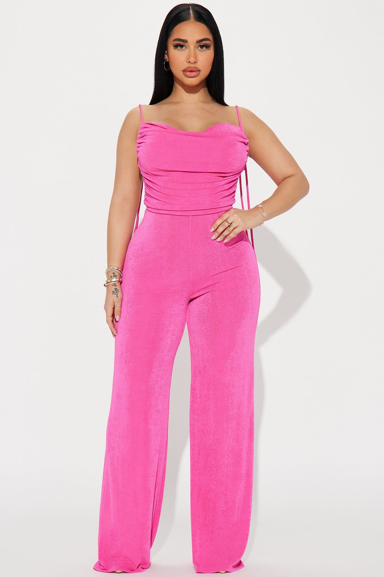 Put Me Back Together Slinky Jumpsuit - Fuchsia sold by Fashion Nova