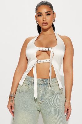Buckle Up Halter Top - Ivory sold by Fashion Nova