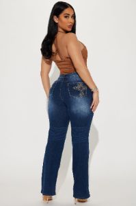 Fooled Me Once Embellished Stretch Bootcut Jeans - Dark Wash sold by Fashion Nova