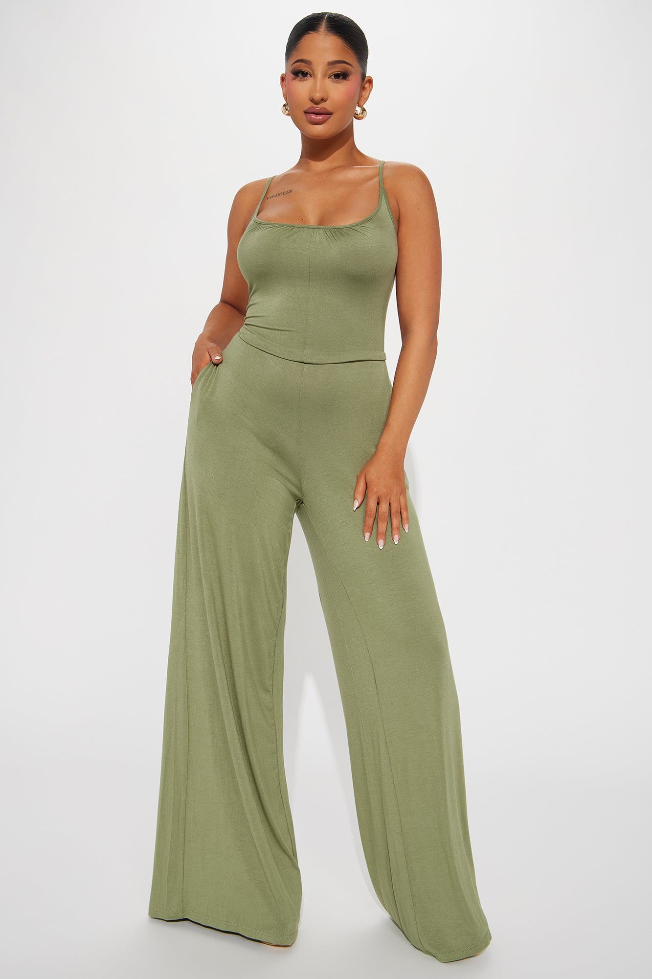 Dare To Dream Jumpsuit - Olive sold by Fashion Nova