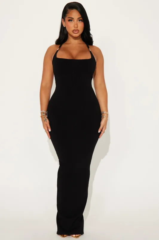 Nikki Snatched Maxi Dress - Black sold by Fashion Nova