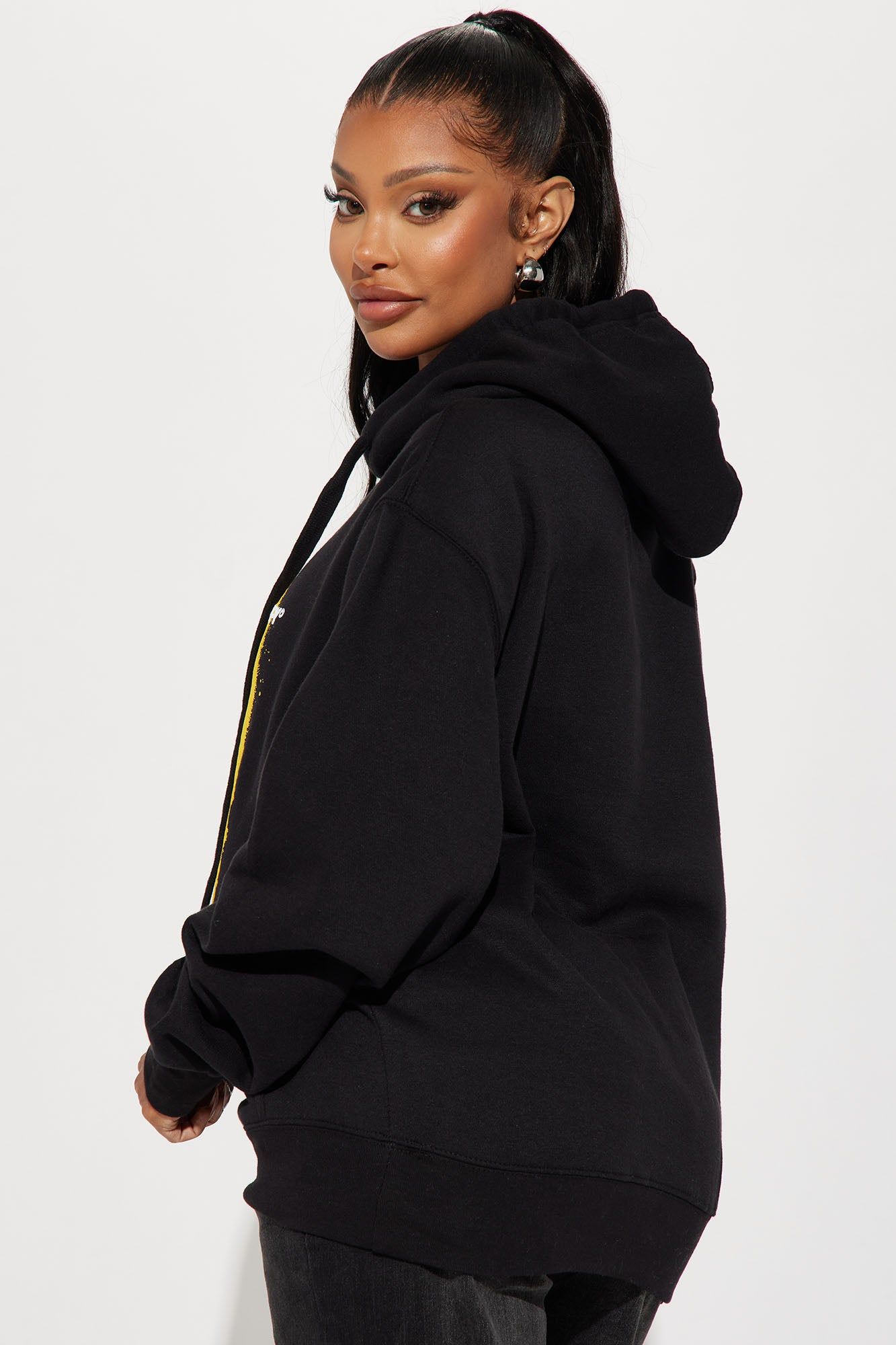 Be Happy Smiley Face Hoodie - Black sold by Fashion Nova product image thumbnail 3