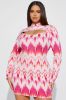 Sierra Sweater Mini Dress - Pink/combo sold by Fashion Nova
