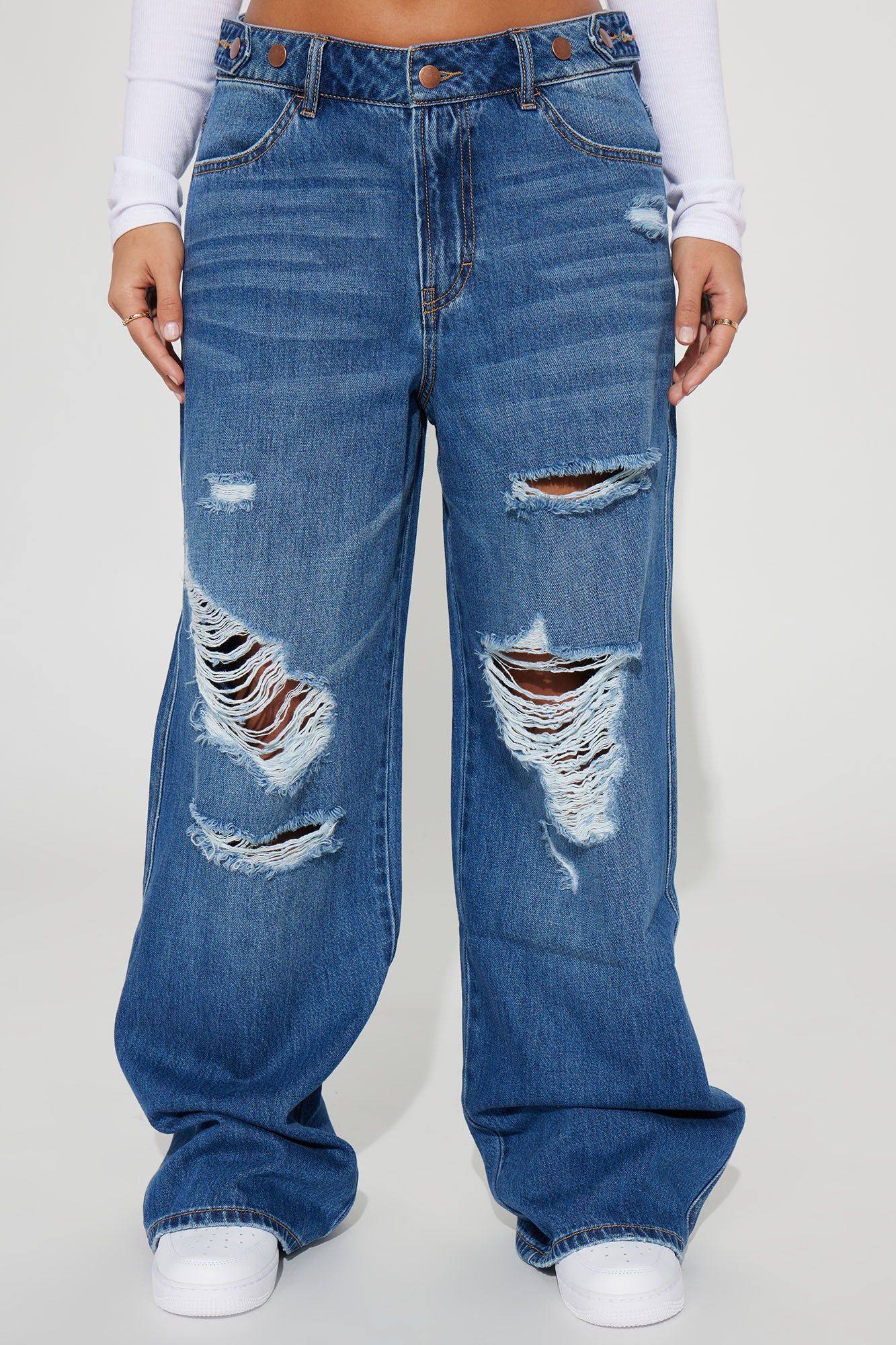 Rosaline Ripped Loose Straight Leg Jeans - Dark Wash sold by Fashion Nova product image thumbnail 2