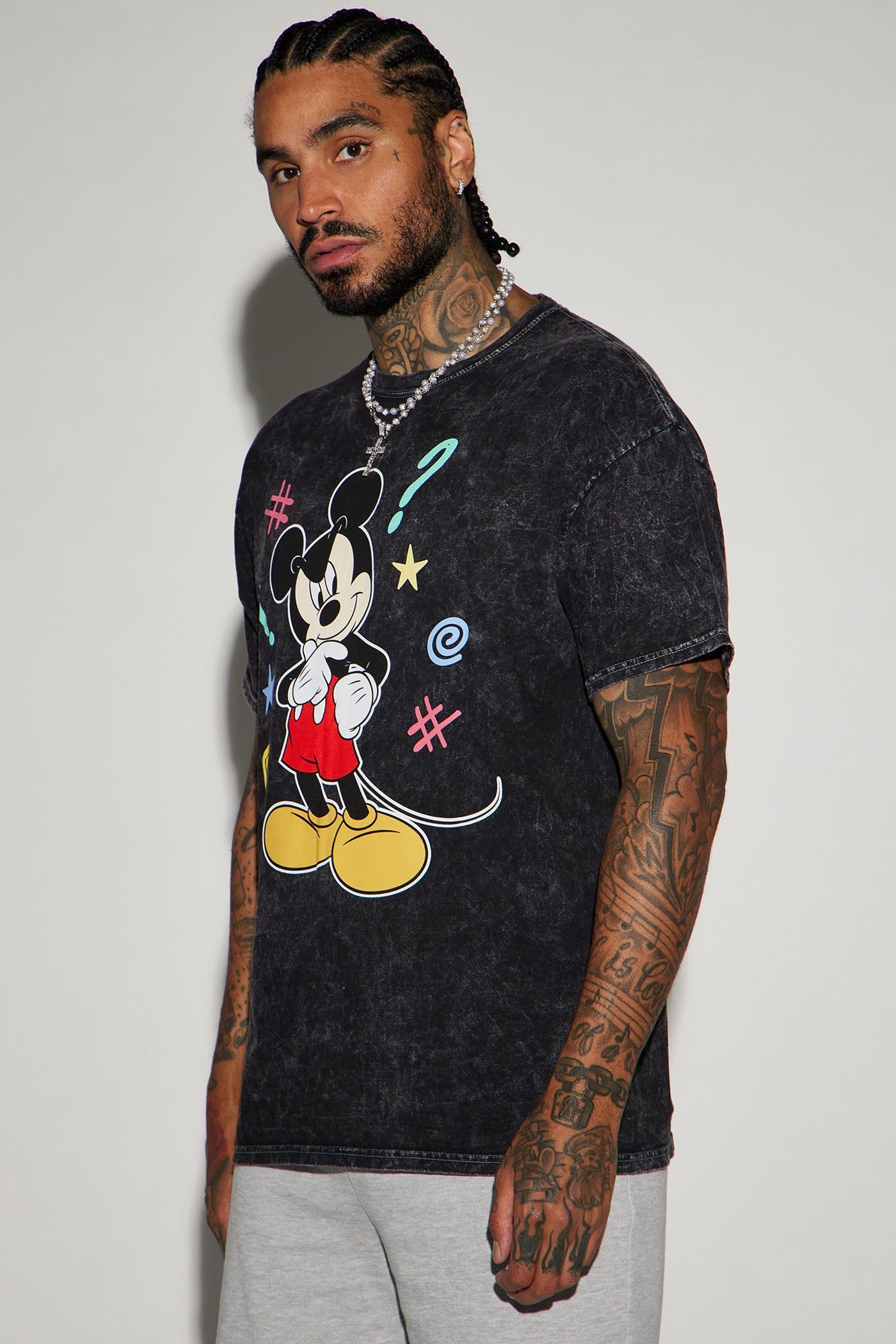 Mickey Punctuation Mark Short Sleeve Tee - Black sold by Fashion Nova