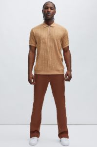Caddie Short Sleeve Polo - LightBrown sold by Fashion Nova