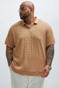 Caddie Short Sleeve Polo - LightBrown sold by Fashion Nova