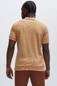 Caddie Short Sleeve Polo - LightBrown sold by Fashion Nova