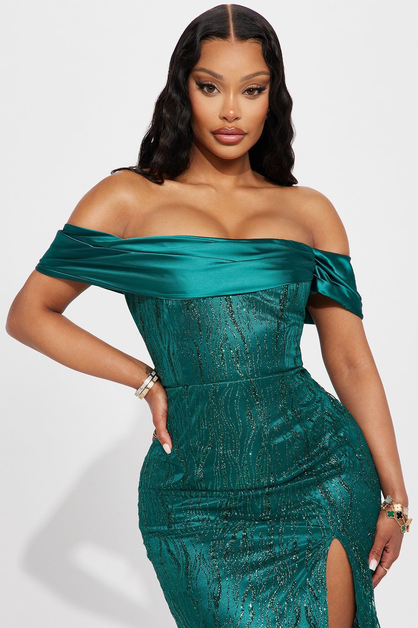 After Midnight Satin Gown - Hunter sold by Fashion Nova product image thumbnail 2