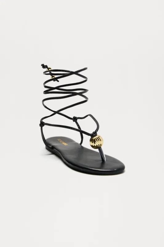 Kacie Flat Sandals - Black sold by Fashion Nova
