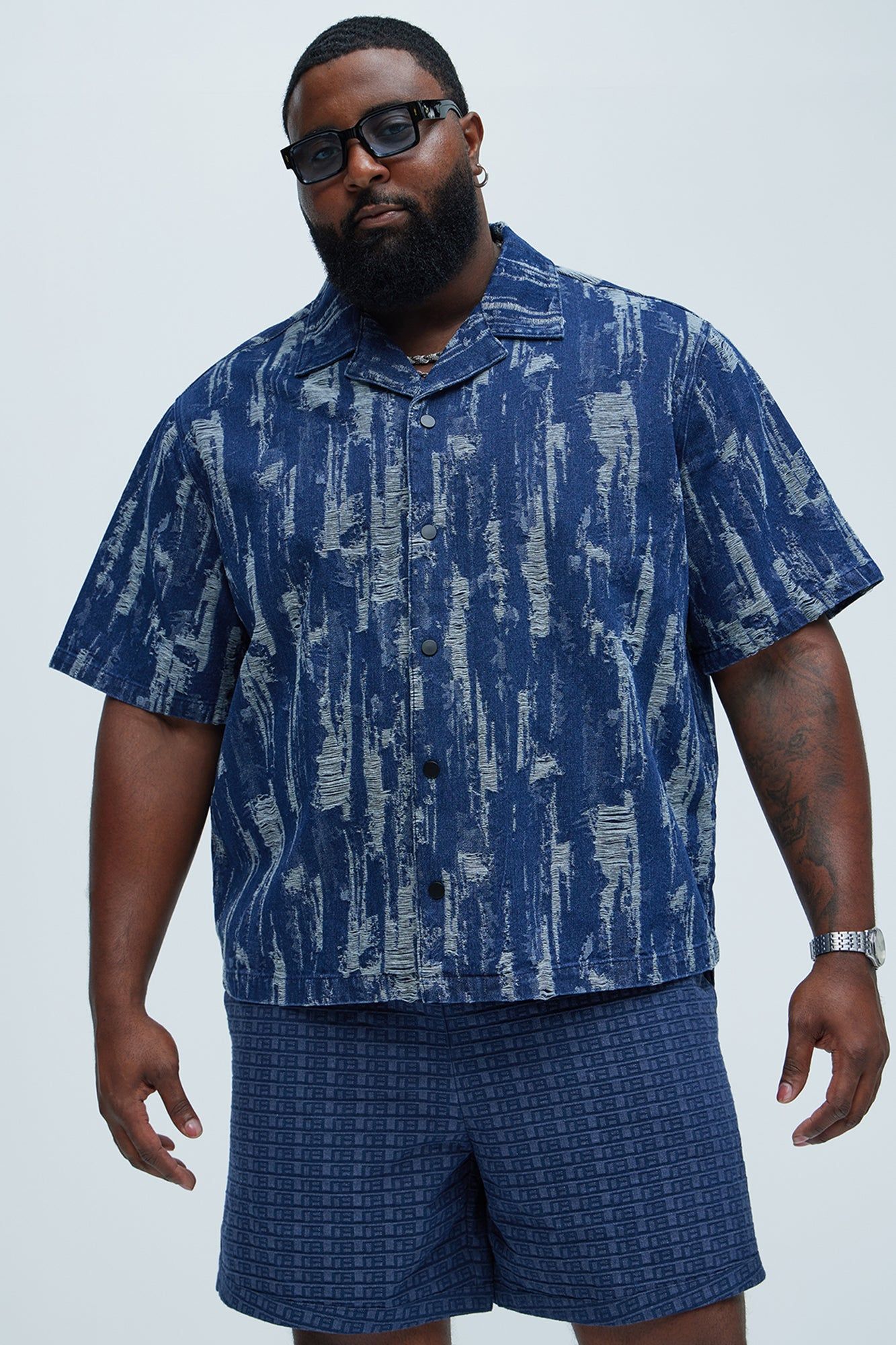 De Soto Jacquard Denim Shirt - Blue Wash sold by Fashion Nova product image thumbnail 5