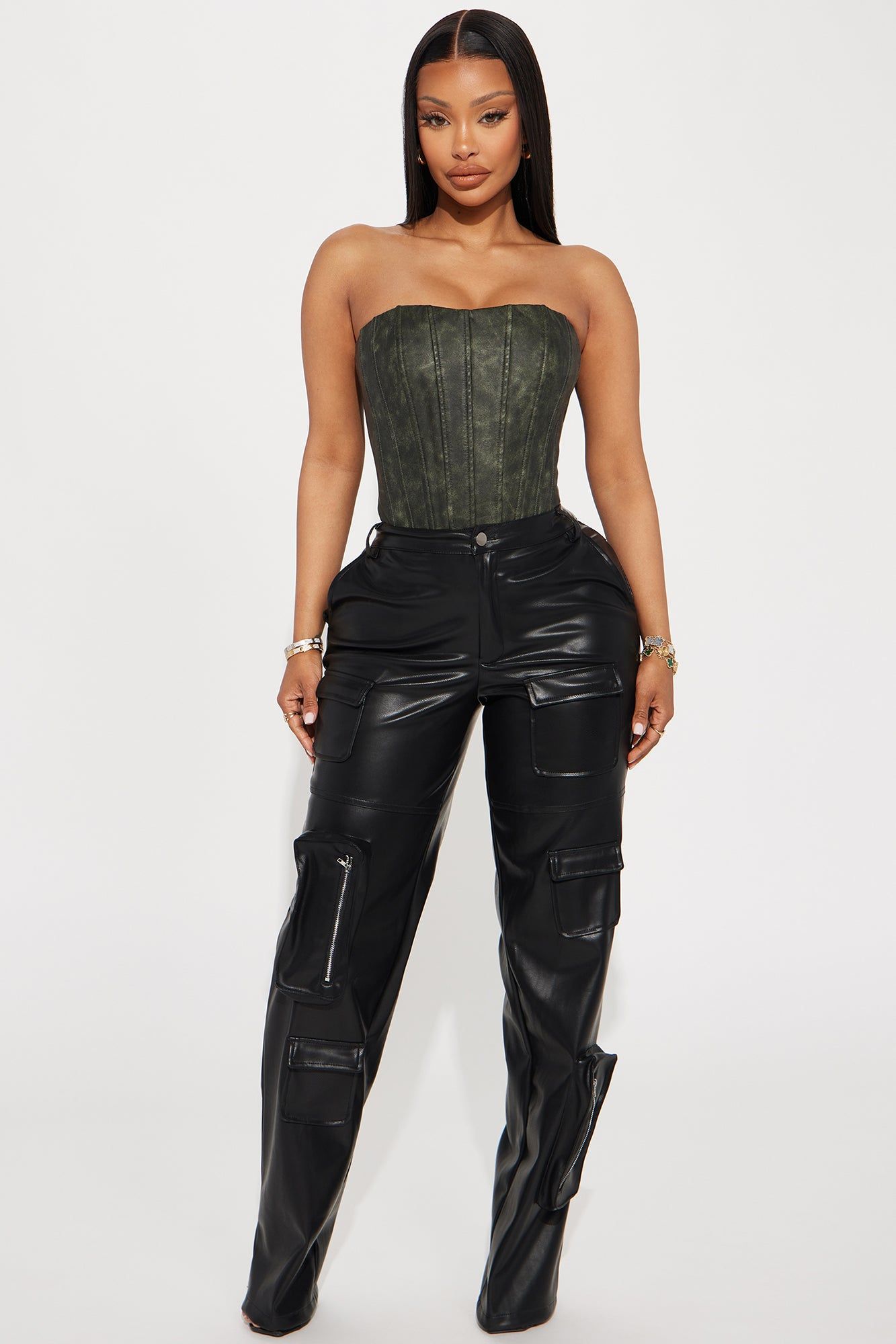 Never Too Late Faux Leather Cargo Pant - Black sold by Fashion Nova